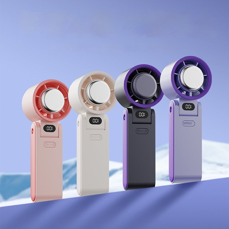Folding Portable Handheld Ice Compress Digital Fan